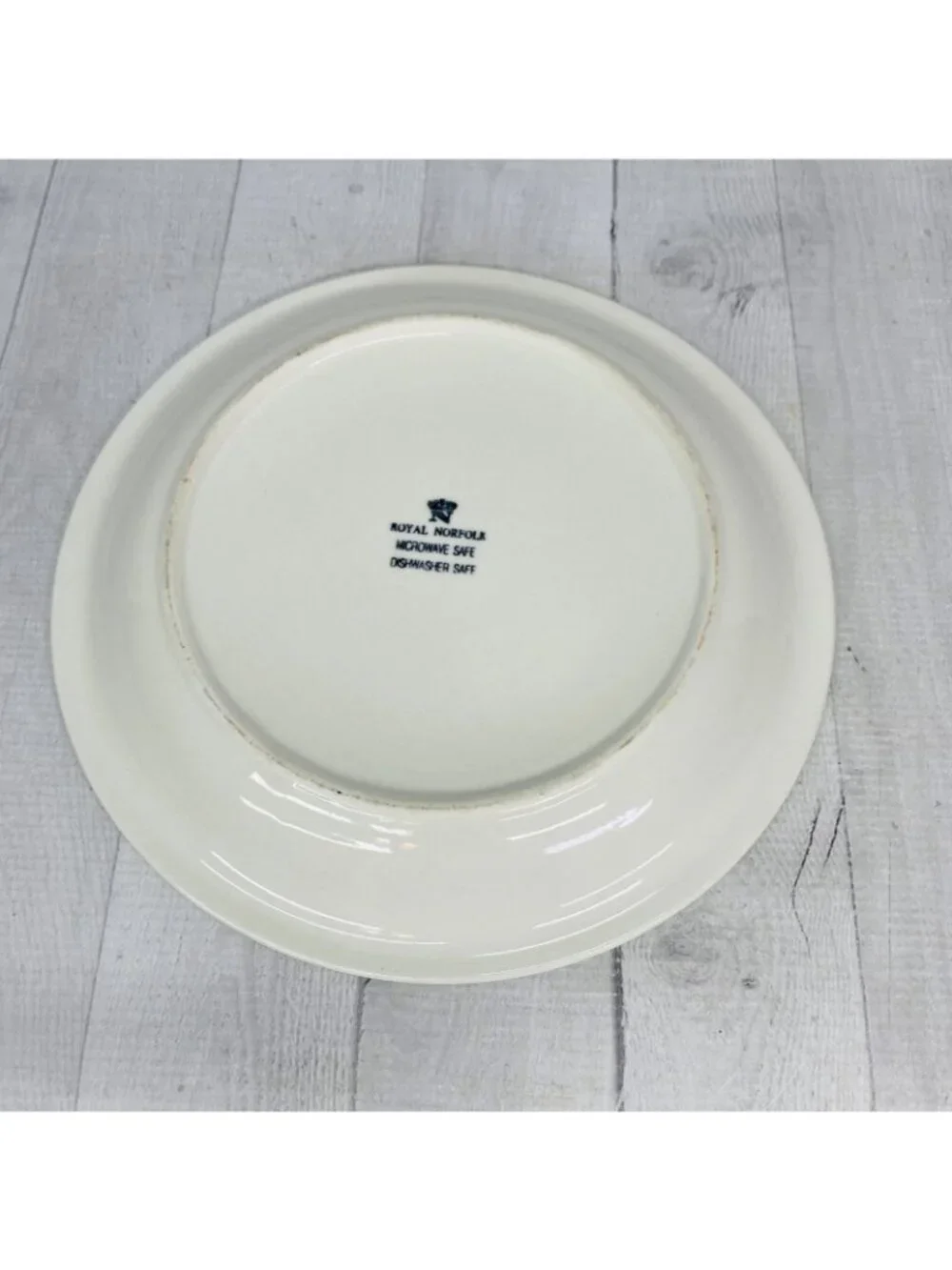Royal Norfolk FLORAL BLUE CENTER SPECKLED Stoneware Round Dinner Plates Set 3